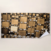 Geometrische Sepia-Spiegel Strandtuch (Vorderseite)