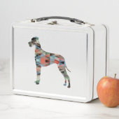 Geometrische Silhouette von Großdane Dog Kariert Metall Brotdose (Beispiel)