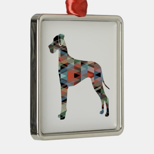 Geometrische Silhouette von Großdane Dog Kariert Ornament Aus Metall (Rechts)