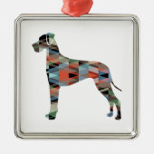 Geometrische Silhouette von Großdane Dog Kariert Ornament Aus Metall (Vorne)