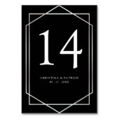 Geometrische Silver- und Black Wedding-Tischnummer Tischnummer (Rückseite)