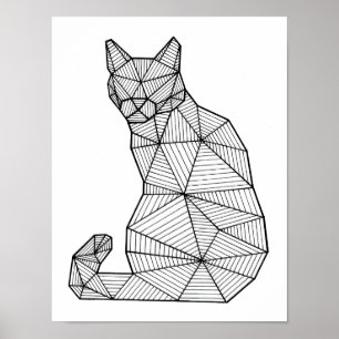 Geometrische Sitzkatze, hinter Poster