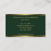 Geometrische Smaragdstreifen und goldene Streifen  Visitenkarte (Rückseite)