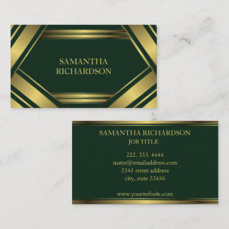 Geometrische Smaragdstreifen und goldene Streifen Visitenkarte