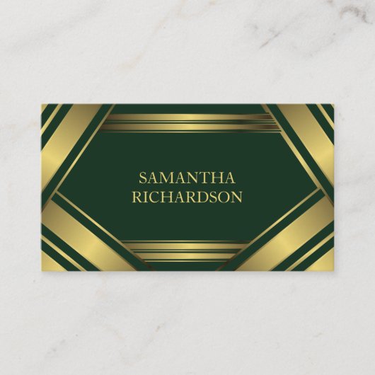 Geometrische Smaragdstreifen und goldene Streifen  Visitenkarte (Vorderseite)