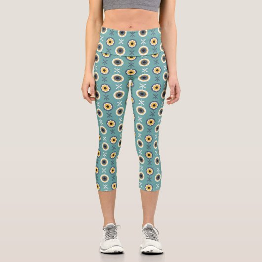 Geometrische Sonnenblume Capri Leggings (Vorderseite)