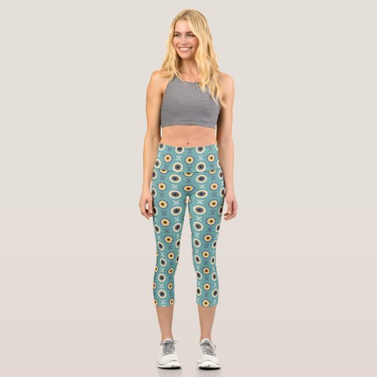 Geometrische Sonnenblume Capri Leggings (Vorderseite)