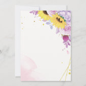 geometrische Sonnenblume und lila Einladungen (Rückseite)