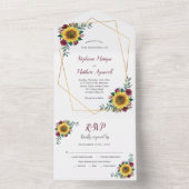 Geometrische Sonnenblumen Burgund-Rose Moderne Hoc All In One Einladung (Innen Boden)