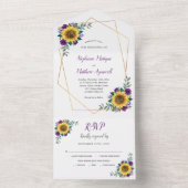 Geometrische Sonnenblumen Lila Rose Moderne Hochze All In One Einladung (Innen Boden)