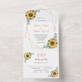 Geometrische SonnenblumenpfirsichRose Moderne Hoch All In One Einladung (Innen Boden)