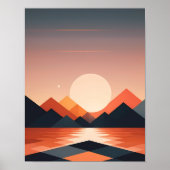 Geometrische Sonnenuntergangslandschaft Poster (Vorne)