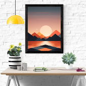 Geometrische Sonnenuntergangslandschaft Poster