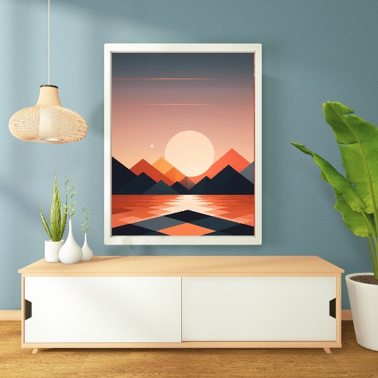 Geometrische Sonnenuntergangslandschaft Poster