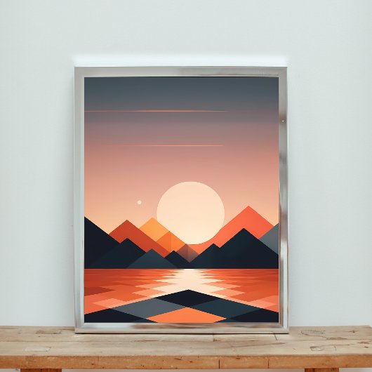 Geometrische Sonnenuntergangslandschaft Poster
