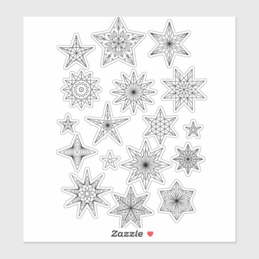 Geometrische Star Line Art Zeichnend Aufkleber (Blatt)