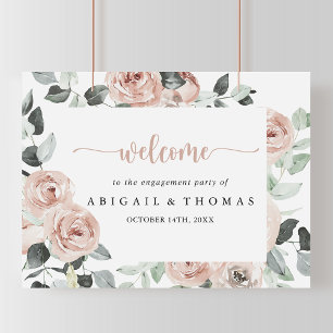 Geometrische staubige Rosen-Hochzeitsparty-Willkom Poster