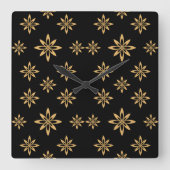Geometrische, sternähnliche Blume Quadratische Wanduhr (Vorderseite)