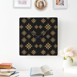 Geometrische, sternähnliche Blume Quadratische Wanduhr