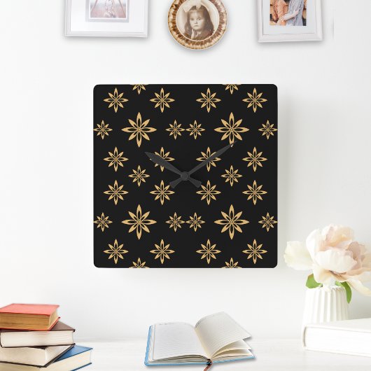 Geometrische, sternähnliche Blume Quadratische Wanduhr