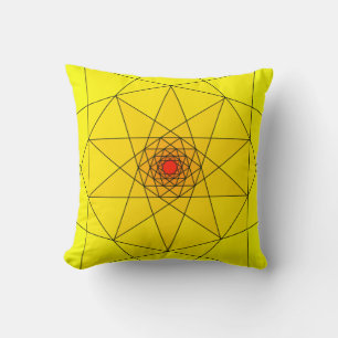 Geometrische Sternenexplosion - Gelbes und rotes D Kissen