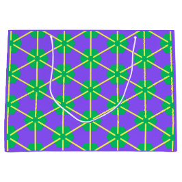 Geometrische Sternenexplosion in Lila, Grün und Ge Große Geschenktüte