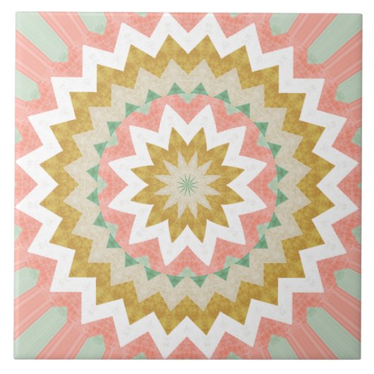 Geometrische Sternexplosion Boho Mandala Pattern Fliese (Vorderseite)