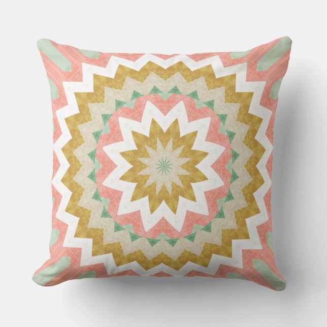 Geometrische Sternexplosion Boho Mandala Pattern Kissen (Vorderseite)