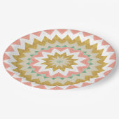 Geometrische Sternexplosion Boho Mandala Pattern Pappteller (Schrägansicht)