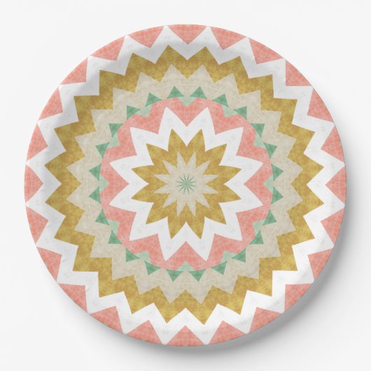 Geometrische Sternexplosion Boho Mandala Pattern Pappteller (Vorderseite)