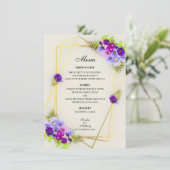 Geometrische Stiefmütterchen in Blue & Lila Menu C Menükarte (Stehend Vorderseite)