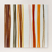 Geometrische Streifen, Aquarellbilder in Orange Puzzle (Horizontal)