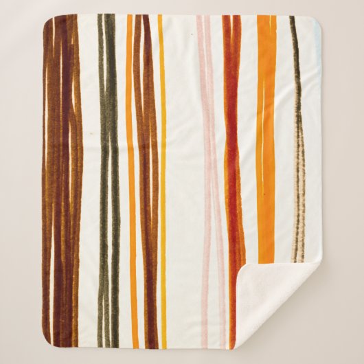 Geometrische Streifen, Aquarellbilder in Orange Sherpadecke (Vorderseite)