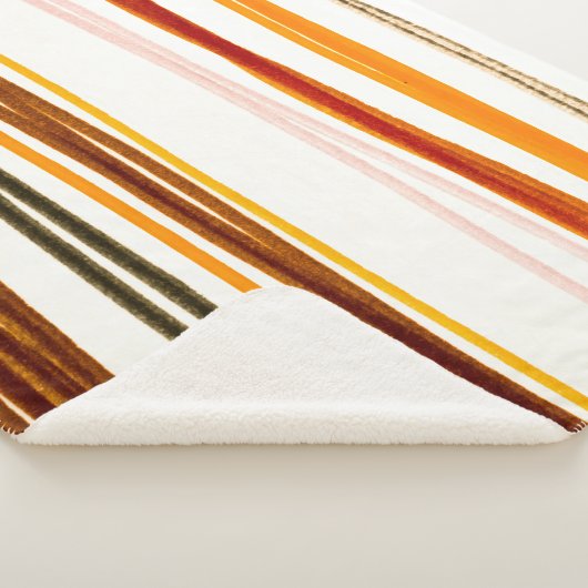 Geometrische Streifen, Aquarellbilder in Orange Sherpadecke (3/4)