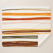Geometrische Streifen, Aquarellbilder in Orange Sherpadecke (Vorderseite (Horizontal))