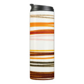 Geometrische Streifen, Aquarellbilder in Orange Thermosbecher (Nach rechts gedreht)