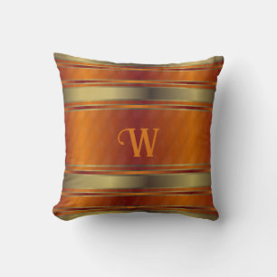 Geometrische Streifen aus Gold und Orange Mit Mono Kissen