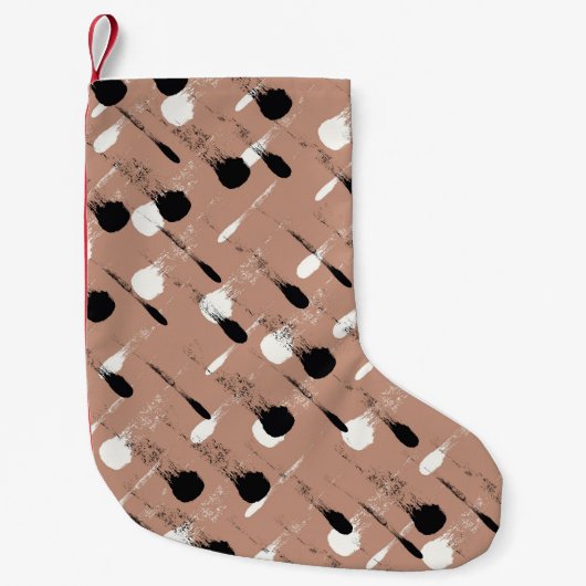 Geometrische Streifen Braunes Nahtloses Muster Kleiner Weihnachtsstrumpf (Vorderseite)