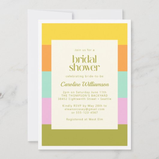 Geometrische Streifen Brautparty für leuchtende Pa Einladung (Vorderseite)