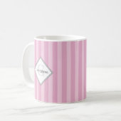 Geometrische Streifen für Monogramm, rosa und Kirs Kaffeetasse (Vorderseite Links)