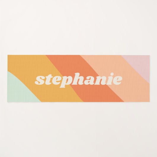 Geometrische Streifen für niedliche Retro-Minze | Yogamatte (Vorderseite (Horizontal))