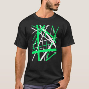 Geometrische Streifen in Grün und Weiß schneiden M T-Shirt