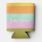 Geometrische Streifen Pastellfarbenes rosa Brautpa Dosenkühler (Vorderseite)