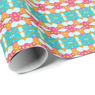 geometrische Streifen Turqoise Pink Wrapping Paper Geschenkpapier