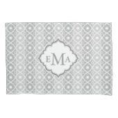 Geometrische Streifen (weiß und grau) und Quatrefo Kissenbezug (Vorderseite)