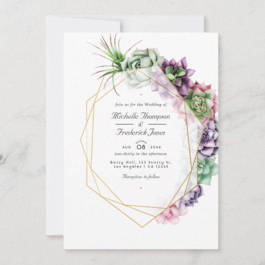 Geometrische Sukkulationen QR Code UAWG Garden Wed Einladung (Vorderseite)