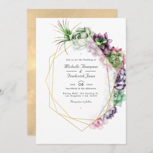 Geometrische Sukkulationen QR Code UAWG Garden Wed Einladung (Vorne/Hinten)