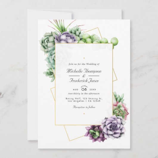 Geometrische Sukkulationen QR Code UAWG Wedding Einladung (Vorderseite)