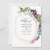 Geometrische Sukkulenten Herbarium Garden Wedding Einladung (Vorderseite)