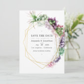 Geometrische Sukkulenten Herbarium Garden Wedding Save The Date (Stehend Vorderseite)